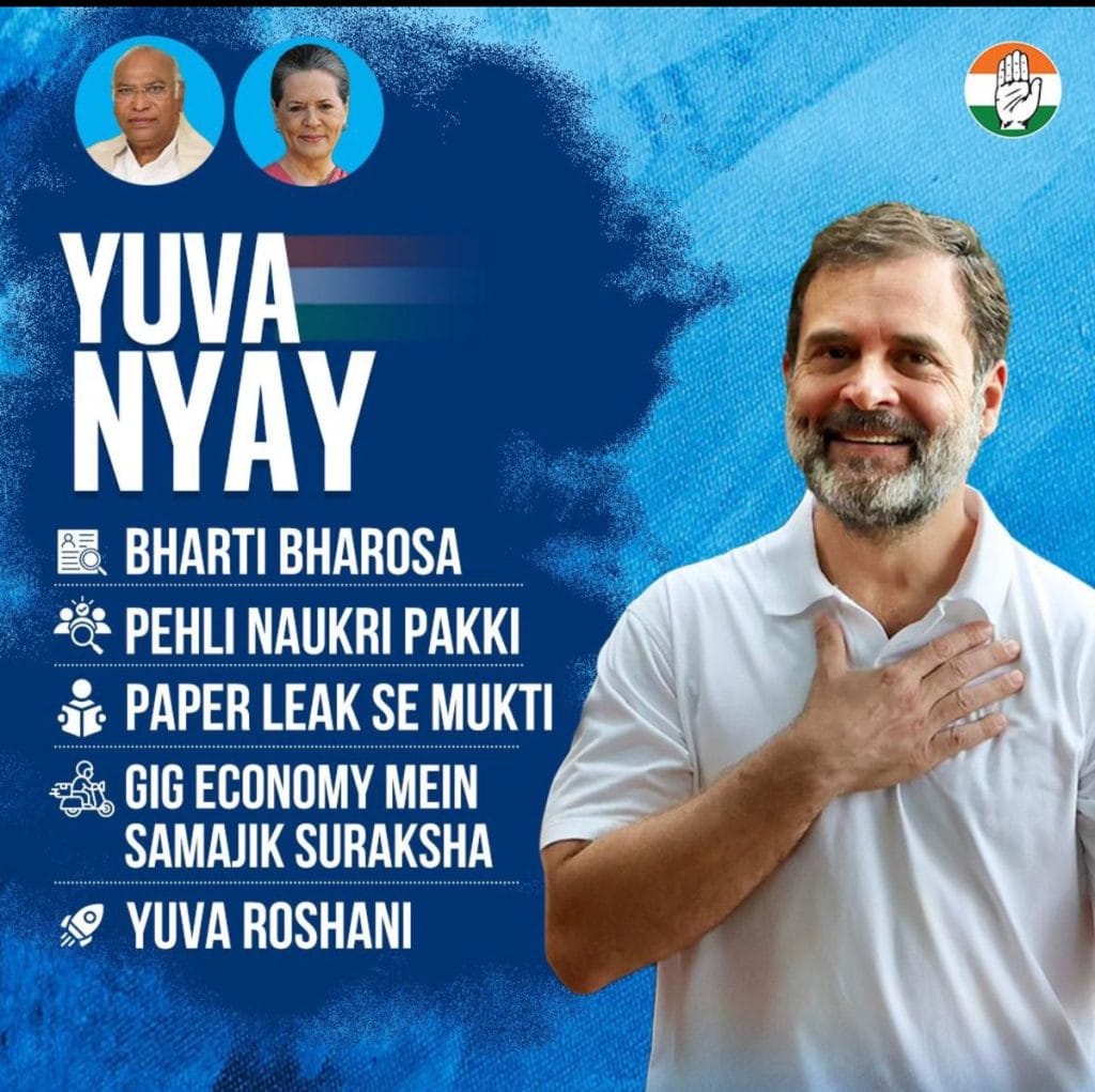 ehli naukri pakki to 30 lakh jobs: Rahul Gandhi announces Congress’ 5 poll promises for youth.