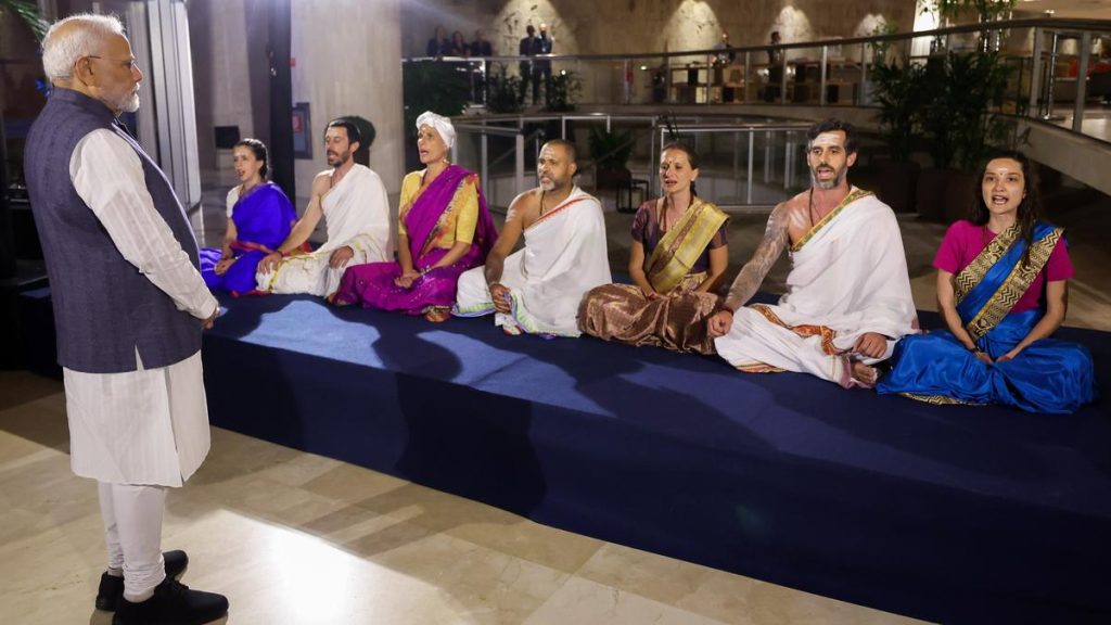 Indian community in Brazil welcomes PM Modi with Sanskrit chants.