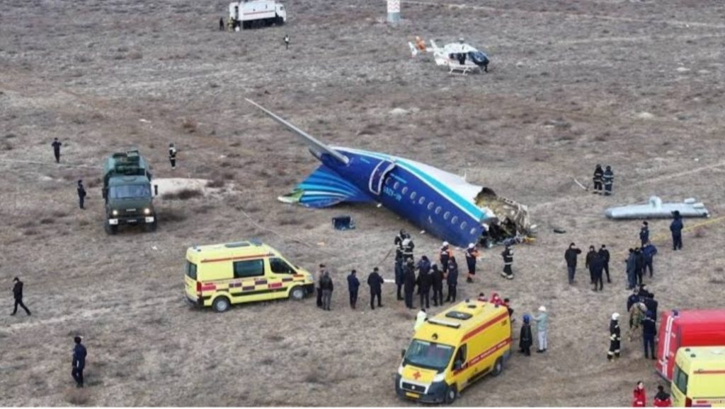 Russia-bound Azerbaijan Airlines plane carrying over 60 passengers crashes near Kazakhstan’s Aktau.
