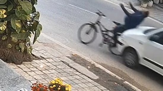 Gurugram businessman cycling in his locality killed by car, hit-and-run caught on CCTV camera.