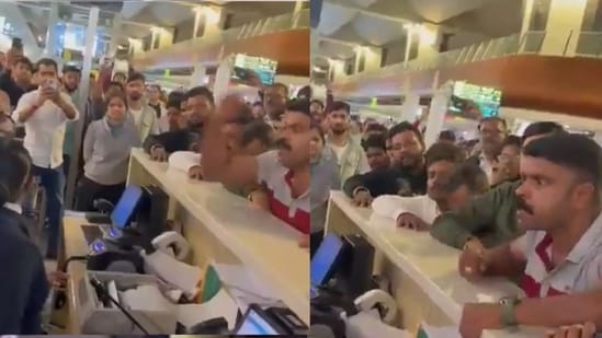 ‘My daughter is bleeding’: Father shouts at airline staff amid IndiGo flight cancellation chaos.