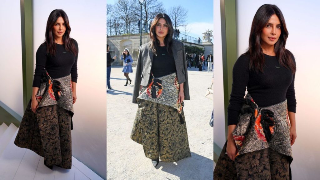 Priyanka Chopra blends romantic florals with sharp tailoring in statement Dior look at Paris Fashion Week. See pics.